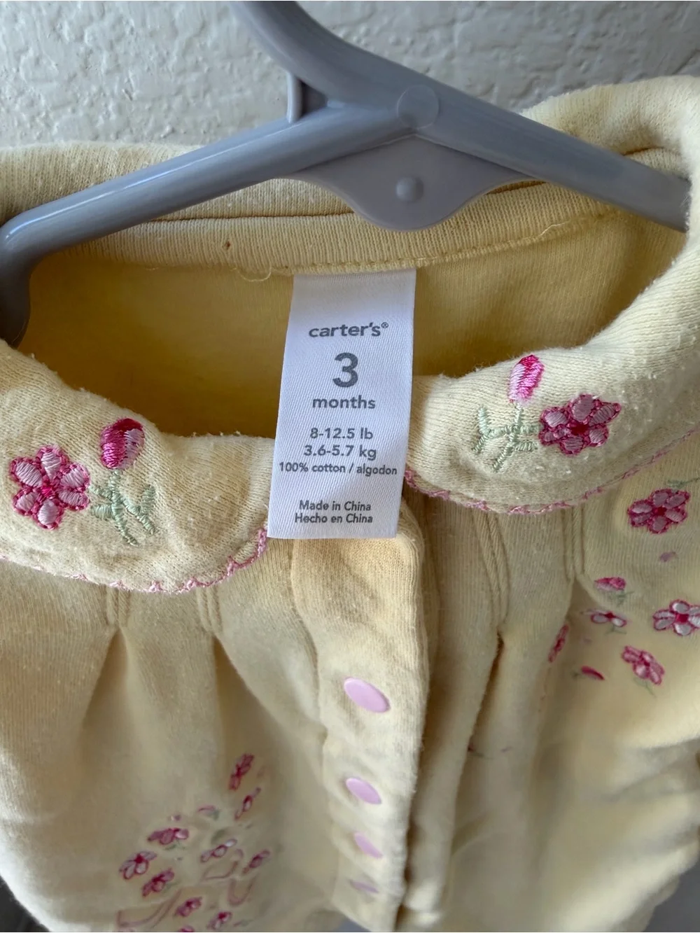 Carter's Yellow Floral Footed One-Piece with Pink Accents